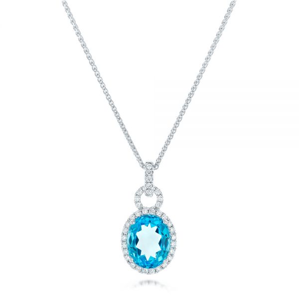 Oval Blue Topaz and Diamond Halo Pendant - reference design