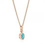 18k Rose Gold 18k Rose Gold Oval Blue Topaz And Diamond Pendant - Flat View -  106058 - Thumbnail