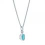  Platinum Platinum Oval Blue Topaz And Diamond Pendant - Flat View -  106058 - Thumbnail