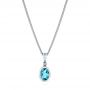 14k White Gold Oval Blue Topaz And Diamond Pendant - Three-Quarter View -  106058 - Thumbnail