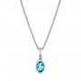  Platinum Platinum Oval Blue Topaz And Diamond Pendant - Three-Quarter View -  106058 - Thumbnail