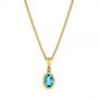 18k Yellow Gold 18k Yellow Gold Oval Blue Topaz And Diamond Pendant - Three-Quarter View -  106058 - Thumbnail