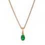 18k Rose Gold 18k Rose Gold Oval Emerald And Diamond Pendant - Three-Quarter View -  106030 - Thumbnail