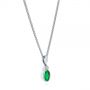 14k White Gold 14k White Gold Oval Emerald And Diamond Pendant - Flat View -  106030 - Thumbnail