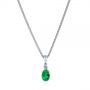  Platinum Platinum Oval Emerald And Diamond Pendant - Three-Quarter View -  106030 - Thumbnail