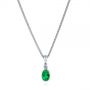 14k White Gold 14k White Gold Oval Emerald And Diamond Pendant - Three-Quarter View -  106030 - Thumbnail