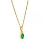 14k Yellow Gold Oval Emerald And Diamond Pendant - Flat View -  106030 - Thumbnail
