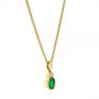 14k Yellow Gold Oval Emerald And Diamond Pendant - Flat View -  106030 - Thumbnail