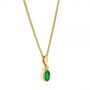 18k Yellow Gold 18k Yellow Gold Oval Emerald And Diamond Pendant - Flat View -  106030 - Thumbnail