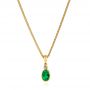 14k Yellow Gold Oval Emerald And Diamond Pendant - Three-Quarter View -  106030 - Thumbnail