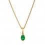 18k Yellow Gold 18k Yellow Gold Oval Emerald And Diamond Pendant - Three-Quarter View -  106030 - Thumbnail