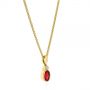 14k Yellow Gold Oval Ruby And Diamond Pendant - Flat View -  105978 - Thumbnail