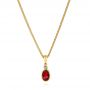 14k Yellow Gold Oval Ruby And Diamond Pendant - Three-Quarter View -  105978 - Thumbnail