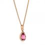 14k Rose Gold 14k Rose Gold Pear Pink Tourmaline And Diamond Halo Pendant - Flat View -  106005 - Thumbnail