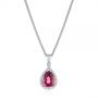 14k White Gold 14k White Gold Pear Pink Tourmaline And Diamond Halo Pendant - Three-Quarter View -  106005 - Thumbnail