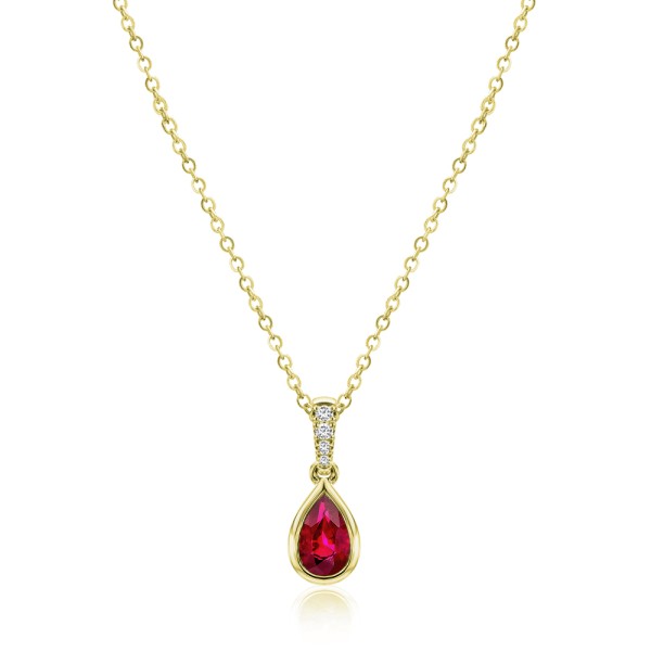 Pear Ruby and Diamond Pendant - Image