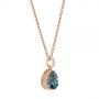 14k Rose Gold 14k Rose Gold Pear Shaped London Blue Topaz And Diamond Pendant - Flat View -  104996 - Thumbnail