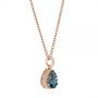 18k Rose Gold 18k Rose Gold Pear Shaped London Blue Topaz And Diamond Pendant - Flat View -  104996 - Thumbnail