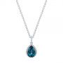 18k White Gold 18k White Gold Pear Shaped London Blue Topaz And Diamond Pendant - Three-Quarter View -  104996 - Thumbnail