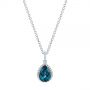  Platinum Platinum Pear Shaped London Blue Topaz And Diamond Pendant - Three-Quarter View -  104996 - Thumbnail