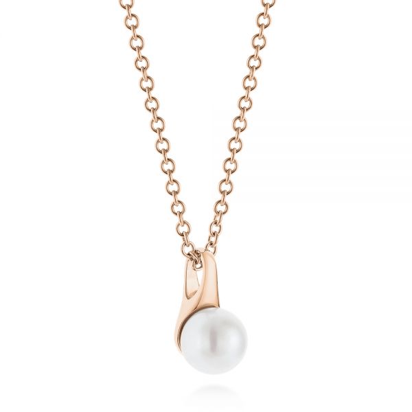 14k Rose Gold 14k Rose Gold Pearl Pendant - Flat View -  100710