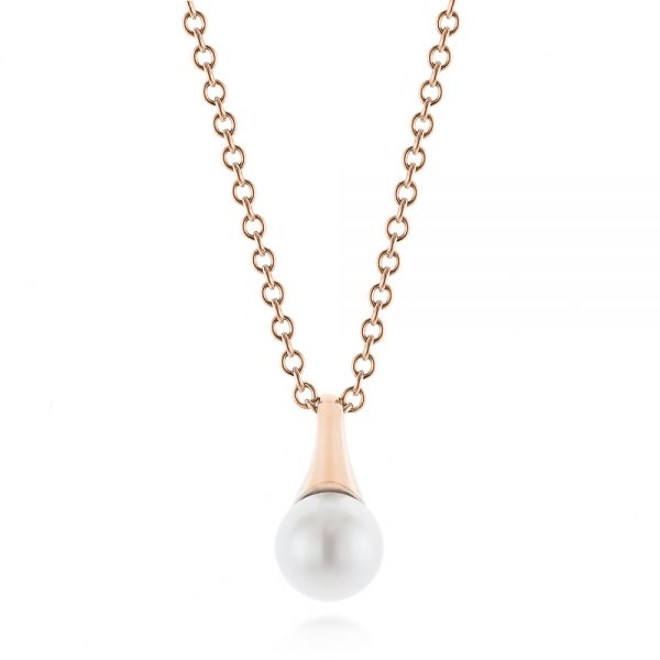 14k Rose Gold 14k Rose Gold Pearl Pendant - Three-Quarter View -  100710