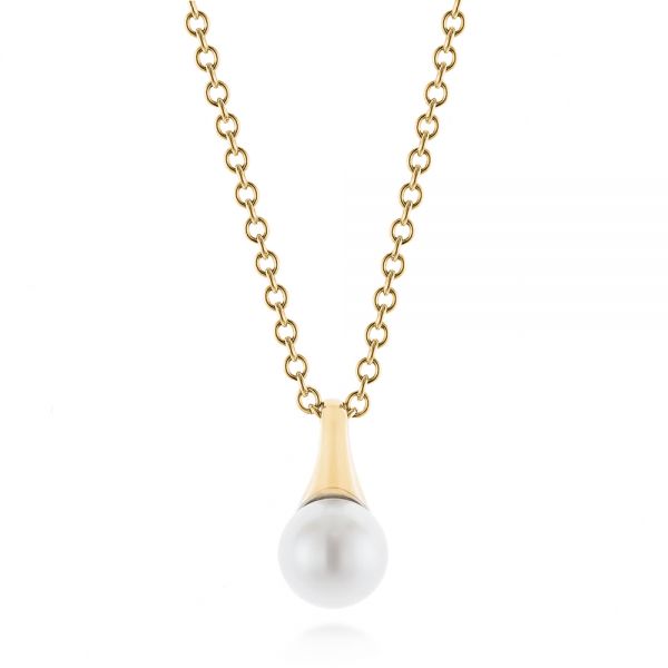 18k Yellow Gold 18k Yellow Gold Pearl Pendant - Three-Quarter View -  100710