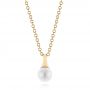 14k Yellow Gold 14k Yellow Gold Pearl Pendant - Three-Quarter View -  100710 - Thumbnail