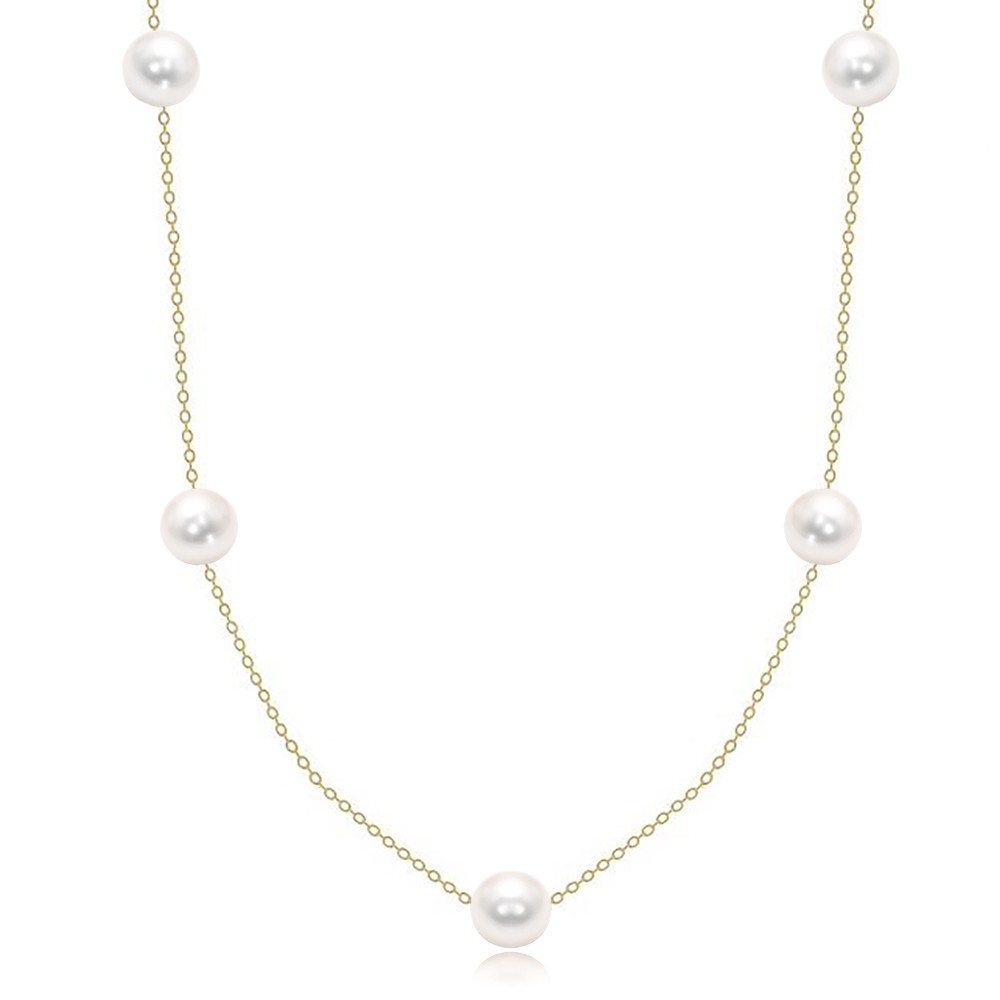 Pearl Station Necklace - three-quarter view
