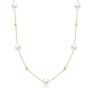 14k Yellow Gold Pearl Station Necklace - Three-Quarter View -  108516 - Thumbnail