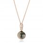 18k Rose Gold 18k Rose Gold Pearl And Diamond Necklace - Flat View -  103542 - Thumbnail