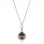 14k Rose Gold 14k Rose Gold Pearl And Diamond Necklace - Three-Quarter View -  103542 - Thumbnail