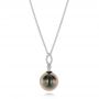 14k White Gold Pearl And Diamond Necklace - Three-Quarter View -  103542 - Thumbnail