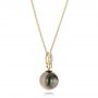 14k Yellow Gold 14k Yellow Gold Pearl And Diamond Necklace - Flat View -  103542 - Thumbnail