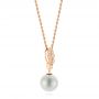 14k Rose Gold 14k Rose Gold Pearl And Diamond Pendant - Front View -  103661 - Thumbnail