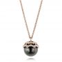 14k Rose Gold 14k Rose Gold Pearl And Diamond Pendant - Three-Quarter View -  103291 - Thumbnail