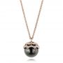 14k Rose Gold 14k Rose Gold Pearl And Diamond Pendant - Three-Quarter View -  103291 - Thumbnail