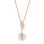 18k Rose Gold 18k Rose Gold Pearl And Diamond Pendant - Three-Quarter View -  103661 - Thumbnail