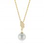 14k Yellow Gold 14k Yellow Gold Pearl And Diamond Pendant - Three-Quarter View -  103661 - Thumbnail