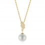 14k Yellow Gold 14k Yellow Gold Pearl And Diamond Pendant - Three-Quarter View -  103661 - Thumbnail