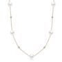14k Rose Gold Pearl And Diamond Station Necklace - Three-Quarter View -  108514 - Thumbnail