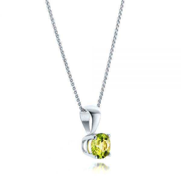 14k White Gold 14k White Gold Peridot Pendant - Flat View - 100963