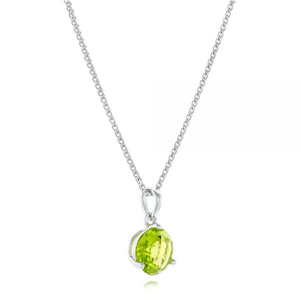 14k White Gold Peridot Pendant - Flat View - 102641