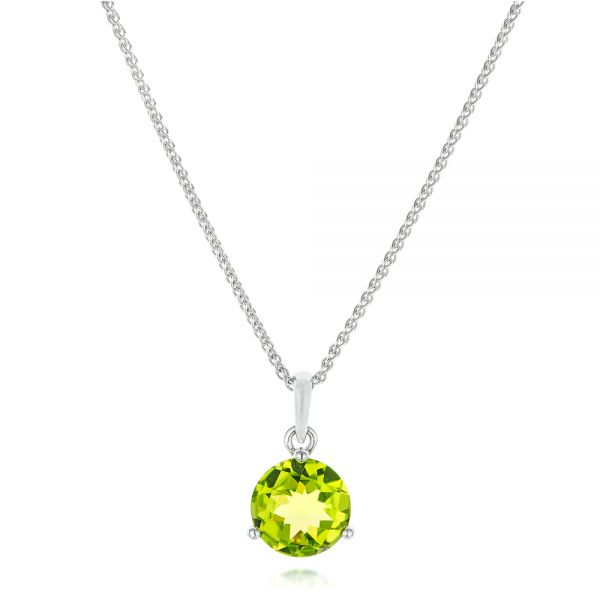 18k White Gold 18k White Gold Peridot Pendant - Three-Quarter View -  102641