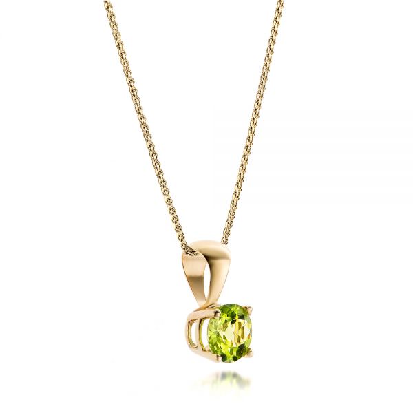 14k Yellow Gold Peridot Pendant - Flat View - 100963