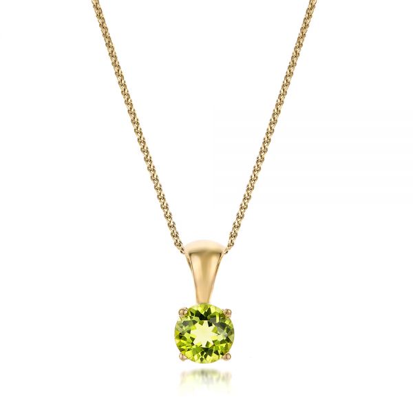 14k Yellow Gold Peridot Pendant - Three-Quarter View - 100963