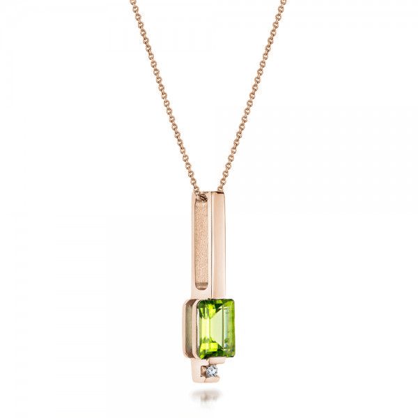 JewelersClub Peridot Gemstone Necklace for Women & Girls | Sterling Silver  | Diamond V-Shaped Pendant on a 18