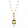 18k Rose Gold 18k Rose Gold Peridot And Diamond Pendant - Flat View -  101564 - Thumbnail