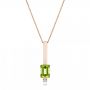 18k Rose Gold 18k Rose Gold Peridot And Diamond Pendant - Three-Quarter View -  101564 - Thumbnail