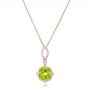 18k Rose Gold 18k Rose Gold Peridot And Diamond Pendant - Three-Quarter View -  102515 - Thumbnail